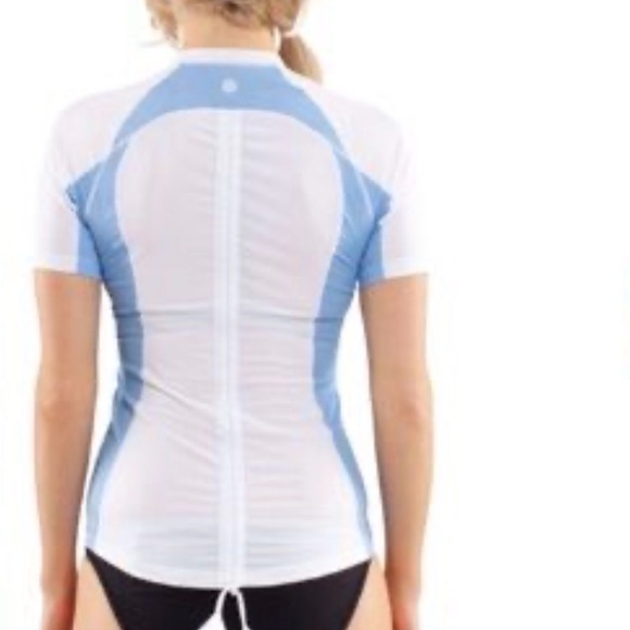 lululemon athletica Tops - Lululemon 360 Rashguard in Wee Stripe White